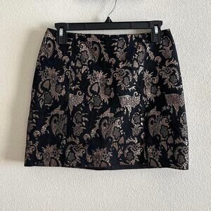 vintage BEBE black and gold abstract mini skirt